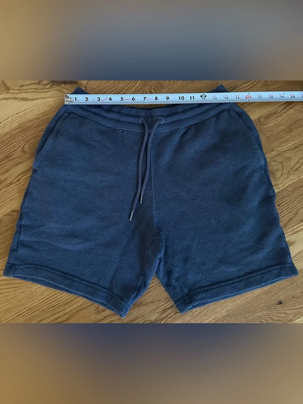 Faherty Whitewater Shorts Mens Small Organic Cotton Navy Drawstring Textured